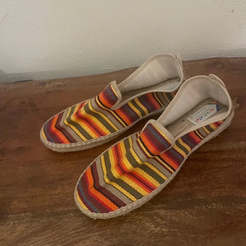Alpargatas Handmade Woven Striped Espadrilles – Colorful Boho Flats EU 38